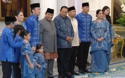 SBY Datang ke Open House Prabowo di Istana Bersama AHY dan Ibas