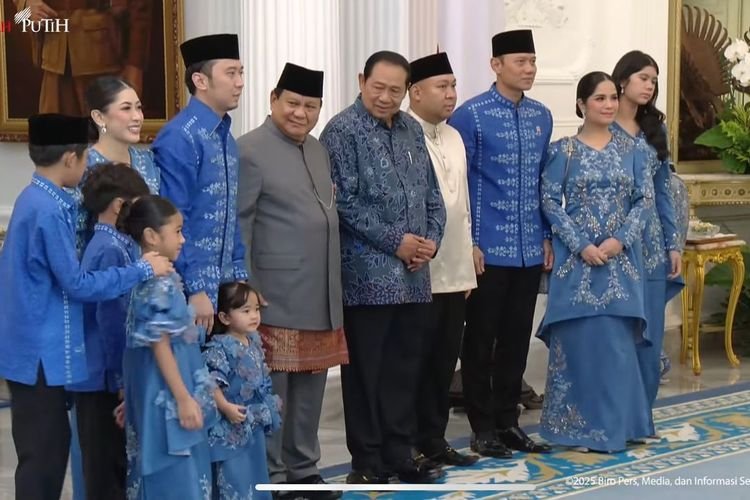 SBY Datang ke Open House Prabowo di Istana Bersama AHY dan Ibas